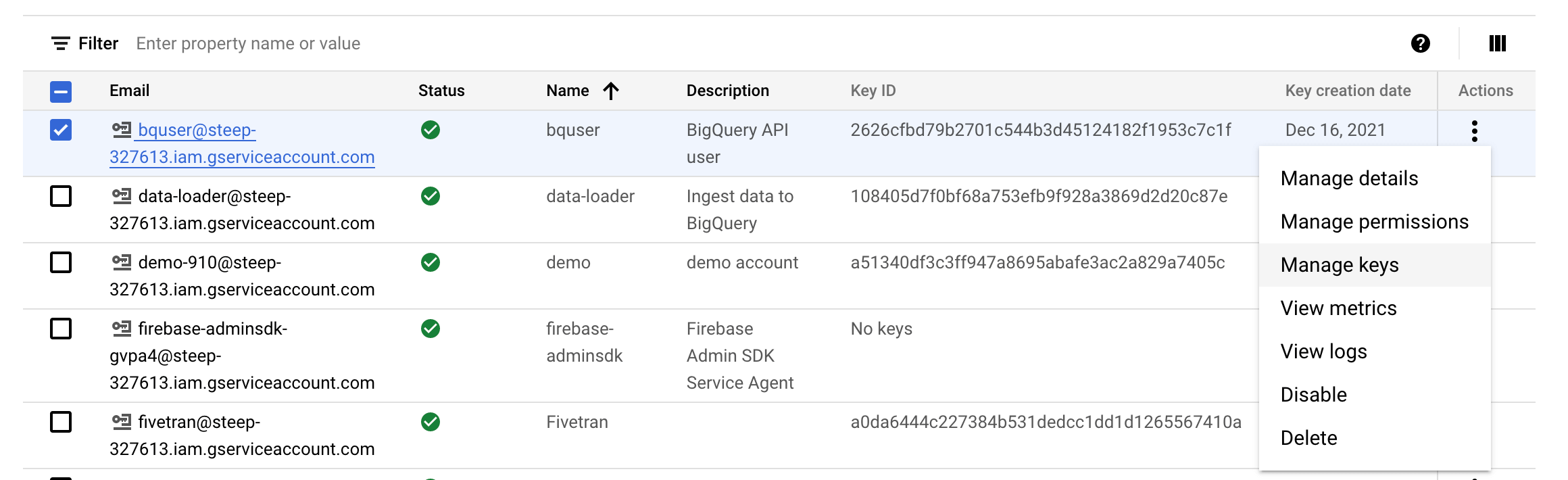 Configure BigQuery