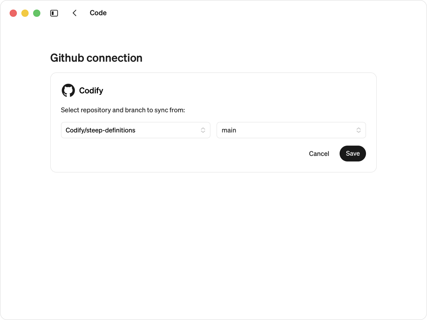 Choose repository and branch