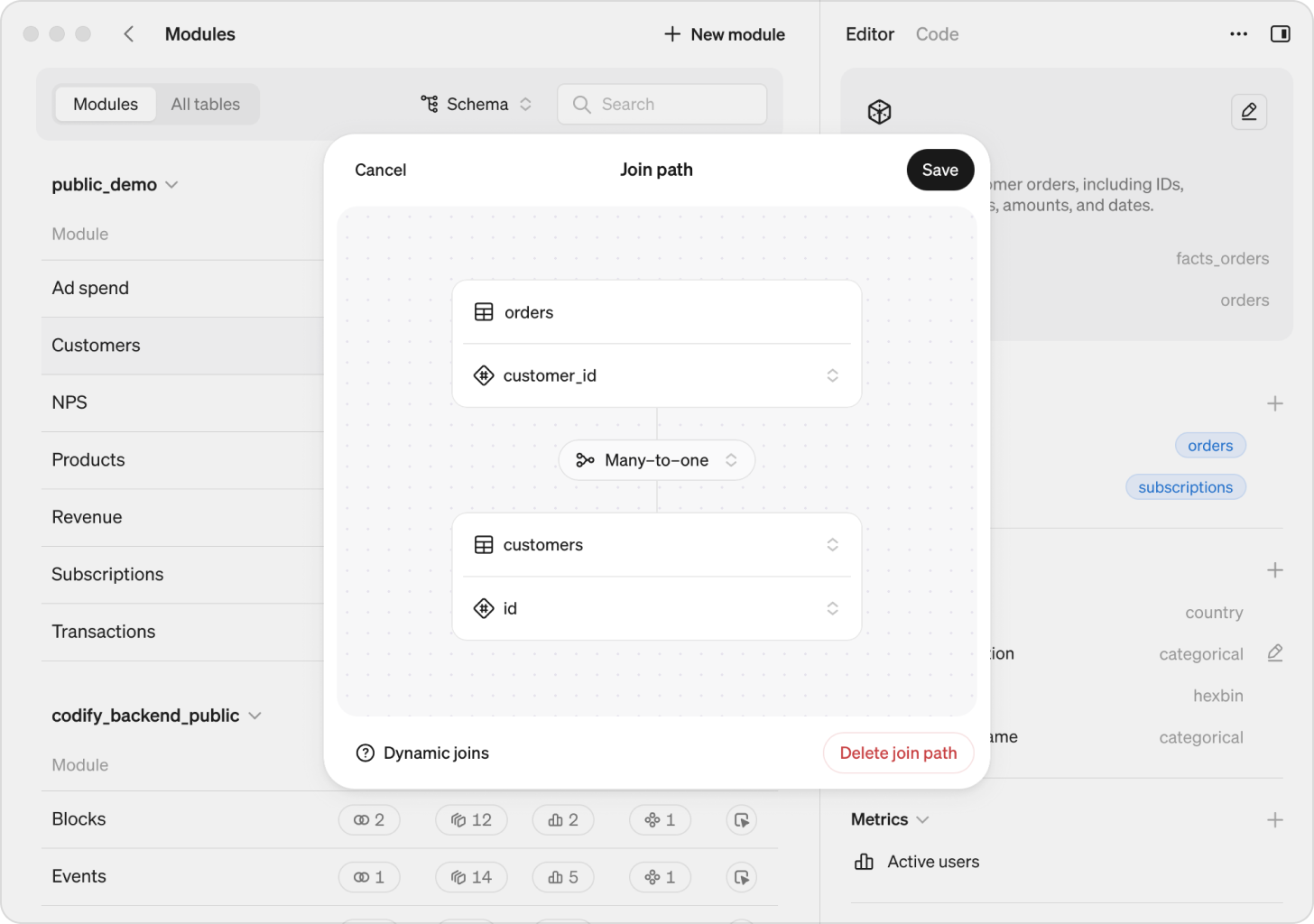 Create and edit join paths