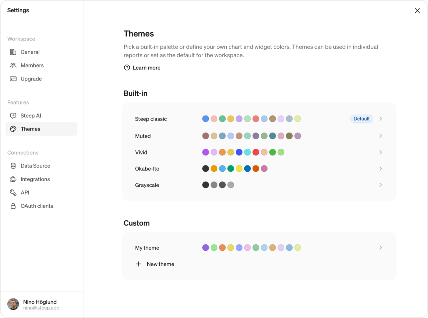Themes in Settings